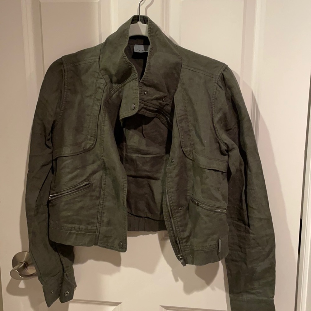 Athleta dark green linen jacket